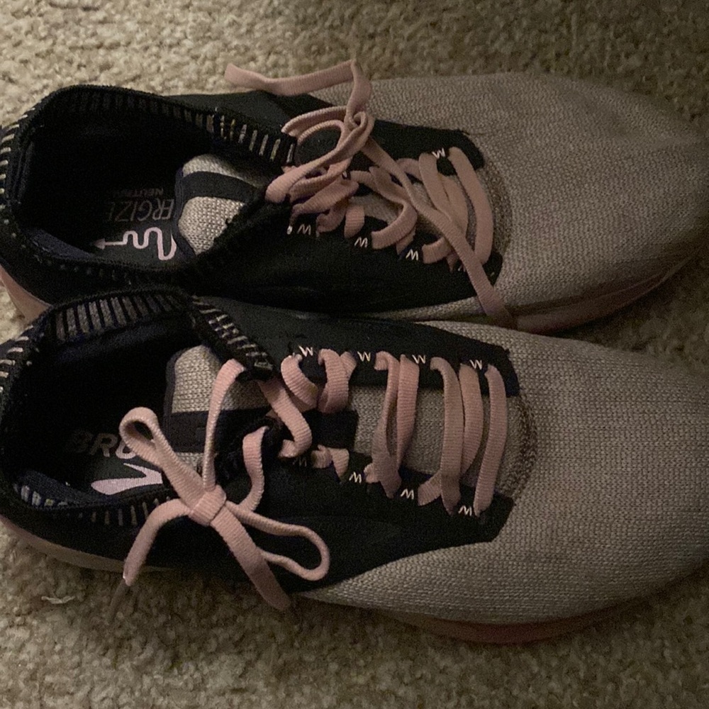 Grey black and pink Brooks Tennis good running shoes